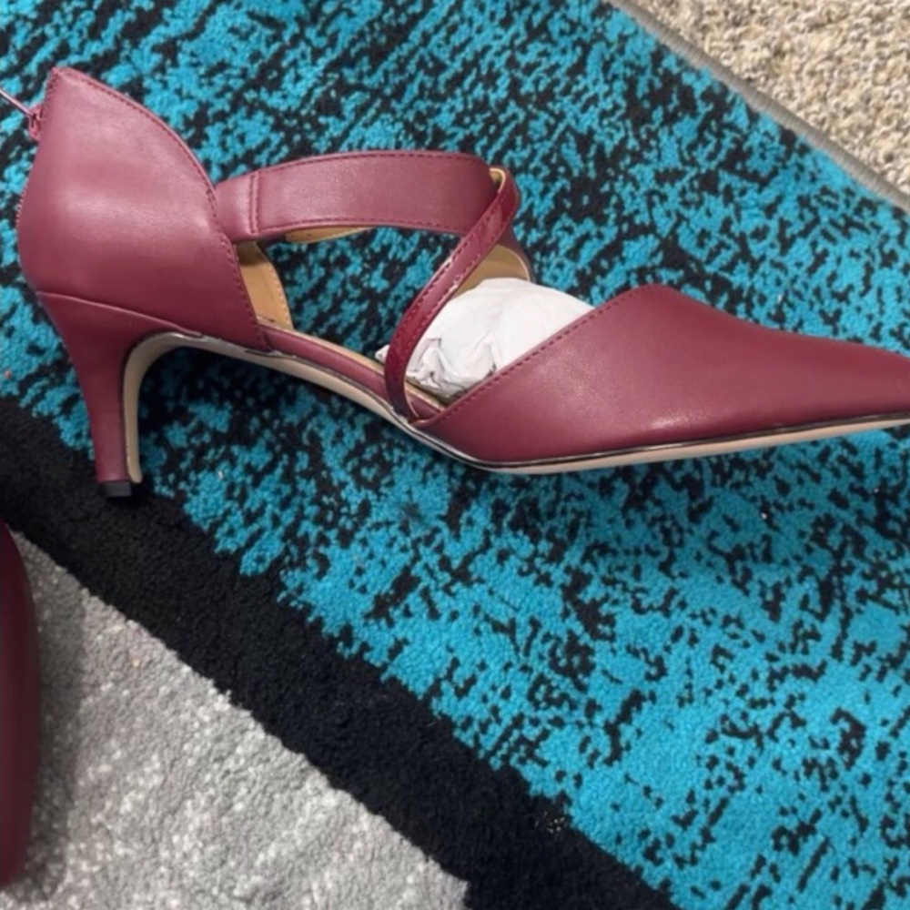 Comfortview Burgundy Wide With Heels with Ankle Strap and Elastic Band